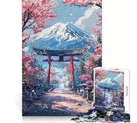 Sacred Sakura Path to Fuji 1000 Piece Jigsaw Puzzle for Teenagers Strengthen Recall Peaceful Fun Quality Edge (50x75cm)