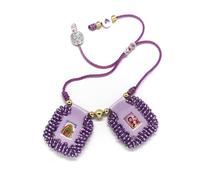 Sacred Scapular Bracelet Handmade Crystal Bead Purple Stone Wristband of Sacred Heart of Jesus, Holy Virgin of Carmen, St. Michael Archangel. 2,5cm x 3cm by Zaraleas