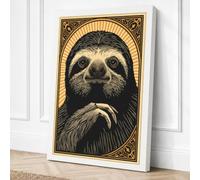 Sacred Sloth Japandi Canvas Wall Art Print 24x16 Inch (61 x 41 cm)