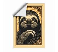 Sacred Sloth Japandi Unframed Wall Art Print A3 (42×29.7cm), Wall Decor for Living Room, Bedroom, Office & Home, Art Gift