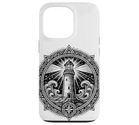 Sacred Spiritual Lighthouse Tattoo Style Mystical Mandala Case for iPhone 13 Pro