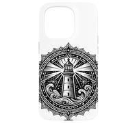 Sacred Spiritual Lighthouse Tattoo Style Mystical Mandala Case for iPhone 15 Pro