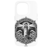 Sacred Spiritual Lighthouse Tattoo Style Mystical Mandala Case for iPhone 15 Pro