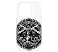 Sacred Spiritual Lighthouse Tattoo Style Mystical Mandala Case for iPhone 15 Pro