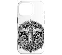 Sacred Spiritual Lighthouse Tattoo Style Mystical Mandala Case for iPhone 16 Pro