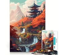 Sacred Temple And Waterfal 1000 Piece Jigsaw Puzzle for Adults Memory Gain Gentle Leisure Design Assembly Art Collection Piece (50x75cm)