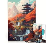 Sacred Temple And Waterfal Jigsaw Puzzle 1000 Piece for Adults Intellect Toy Soothing Fun Precise Cut (38x52cm)