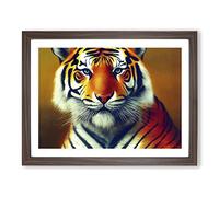 Sacred Tiger Framed Print | A3 Walnut Framed Wall Art | Ready to Hang | Modern Animal Picture | Living Room Bedroom Lounge Office