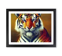 Sacred Tiger Framed Print | A4 Black Framed Wall Art | Ready to Hang | Modern Animal Picture | Living Room Bedroom Lounge Office