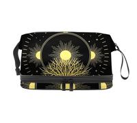 Sacred Tree Double Layer Cosmetic Bag for Women and Girls, Travel Toiletry Bag Makeup Handy Pouch Organiser Bag with Brush Compartment