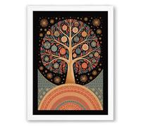 Sacred Tree Garden Botanical Framed Wall Art Print A2 (59.4×42cm) White, Wall Decor for Living Room, Bedroom, Office & Home, Ready to Hang, Art Gift