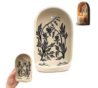 Sacred Wall Niche Collection - Handmade Ceramic Altar with Candle Holder & Jewelry Tray, Decorative Shelf for Meditation Display & Valentine's Day Gift (C)