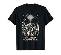 Sacred Wanderer Mountain Compass Cosmic Nature Art T-Shirt