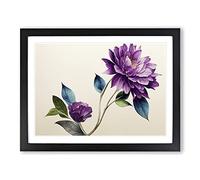 Sacred Watercolour Flowers H1022 WHT Framed Print for Living Room Bedroom Home Office Décor, Wall Art Picture Ready to Hang, Black A4 Frame (34 x 25 cm)