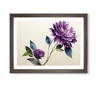 Sacred Watercolour Flowers WHT Framed Print | A3 Walnut Framed Wall Art | Ready to Hang | Modern Floral Picture | Living Room Bedroom Lounge Office
