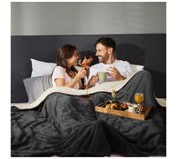 Sacred Weapon King Size Waterproof Blanket for Bed - Fluffy Sherpa Fleece Throw for Couples & Adults, Sofa & Couch - Love Blanket Waterproof, Splash, Stain Proof & Washable - 200x200cm Black