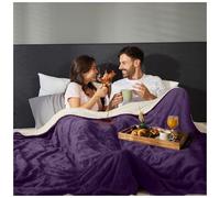 Sacred Weapon King Size Waterproof Blanket for Couples & Adults - Fluffy Sherpa Fleece Throw for Bed, Sofa & Couch - Love Blanket, Splash, Stain Proof & Washable - 200x200cm Purple