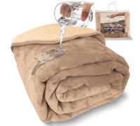 Sacred Weapon Mini Cream Waterproof Throw - Fluffy Sherpa Fleece Lap Blanket for Sofa, Bed, Reading & Travel - Hotel-Quality, Splash, Stain Proof, Washable - 115x100cm Cream