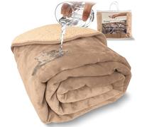 Sacred Weapon Waterproof Blanket for Bed - Mini Sherpa & Fleece Throw - Waterproof Blanket for Couch Cover & Mattress Protector, Absorbent, Washable, Spill Proof - Travel Blankets (Beige, 80"x50")