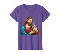 Sacred Whimsy Jesus Holding Moo Deng in Art T-Shirt
