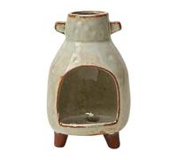 Sacred Wood Ceramic Incense Burner - Rustic Stove Ash Catcher | Enhance Your Meditation Space With This Rustic-style Ceramic Sacred Wood Incense Burner And Stove-shaped Ash Catcher Bowl