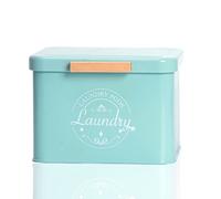 SACREDAY Laundry Pods Holder with Hinged Lid, Farmhouse Space-Saving Metal Container for Laundry Room Decor Organization and Storage, Detergent Dispenser for Efficient Laundry Room Use (Green)