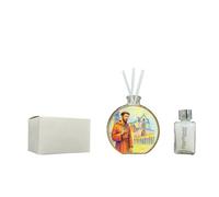 SACRI Round Glass Perfumer with Gold Details in Gift Box, Wedding Favours, Baptism, Communion, Confirmation, Graduation, Anniversaries and Useful Gifts (St. Francis of Assisi)