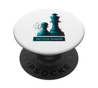 Sacrifice Accepted Chess King Pawn Glitch Art Chess Player PopSockets Adhesive PopGrip