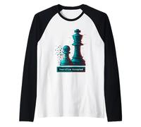 Sacrifice Accepted Chess King Pawn Glitch Art Chess Player Raglan Baseball Tee