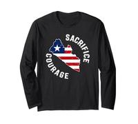 Sacrifice & Courage Liberia Map Flag Patriotic Independence Long Sleeve T-Shirt