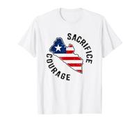 Sacrifice & Courage Liberia Map Flag Patriotic Independence Value Graphic T-Shirt, Men, White, L
