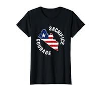 Sacrifice & Courage Liberia Map Flag Patriotic Independence Value Graphic T-Shirt, Women, Black, XL