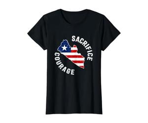 Sacrifice & Courage Liberia Map Flag Patriotic Independence Value Graphic T-Shirt, Women, Black, XL