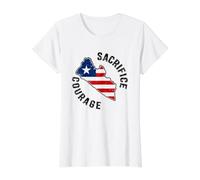 Sacrifice & Courage Liberia Map Flag Patriotic Independence Value Graphic T-Shirt, Women, White, XL