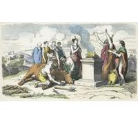 Sacrificing a bull in Ancient Greece. Late 19th century work from an unidentified artist. Poster Print by Ken Welsh (18 x 10)
