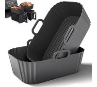 Sactercon Silicone Air Fryer Liners 2 Pack, Reusable Liners Compatible for Ninja Foodi DZ201, DZ401, DZ550, COSORI, Chefman, Instant Air Fryer, and 6-in-1 8-10QT Air Fryer Baskets