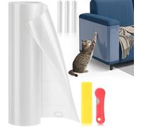 Sacubee 4 Pcs Anti Cat Scratch Furniture Protector Clear 17.8" *197" Single-Sided Sticky Couch Protector for Cats, Flexible Couch Corner Guard Under Cats Claw for Corner Door Walls Bed