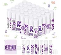 Sacubee 50 Pcs Domestic Violence Awareness Lip Balm Bulk Purple Ribbon Lip Moisturizer Vanilla Sunscreen Lip Balm Gift for Women Men 16 Days of Against Violence Public Event Supplies, 5 Scents