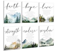 Sacubee 6 Pack Christian Art Acoustic Panels 12"x16" Faith Hope Love Bible Verse Sound Absorbing Wall Decor Self-adhesive Mountain Landscape Soundproof Panels for Church Home Office Acoustic Treatment