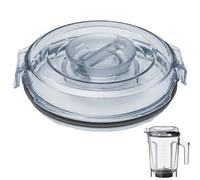 Sacumea Fit for Vitamix Lid Replacement, 64-Ounce Clear Low-Profile Container Lid, 2-Piece BPA-Free Polycarbonate, Transparent, Snap Closure, Blender Lid