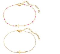 sacxi 2 Pieces Steering Wheel Rosary Charm Accessory - Cross Pendant for Car Decor, Adjustable Christian Gifts for Women and Girls, for SUV and Truck