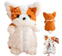 sacxi Corgi Dog Pen Case & Pencil Pouch | Plush Animal Organizer | Cartoon Zipper Stationery Box | Makeup Bag & Desk Decor (Orange)