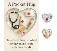 sacxi Medical-Themed Pocket Hug Greeting Card - Heart-Shaped Glass Keepsake for Nurses, Doctors, and Healthcare Heroes (Multicolored,Pocket Hug A)