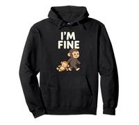 Sad Baby Monkey Meme with an Orange Toy I'm Fine Pullover Hoodie