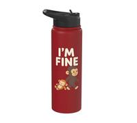 Sad Baby Monkey Meme with an Orange Toy I'm Fine Stainless Steel Insulated Water Bottle