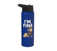 Sad Baby Monkey Meme with an Orange Toy I'm Fine Stainless Steel Insulated Water Bottle