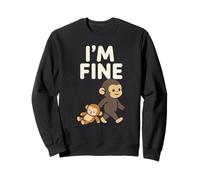 Sad Baby Monkey Meme with an Orange Toy I'm Fine Sweatshirt