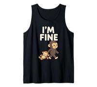 Sad Baby Monkey Meme with an Orange Toy I'm Fine Tank Top
