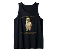 Sad Bear Cartoon - My Tummy Hurts But I’m Being Really Brave Tank Top