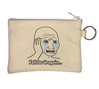 Sad Crying Person with Regret Key Chain Coin Purse Beige